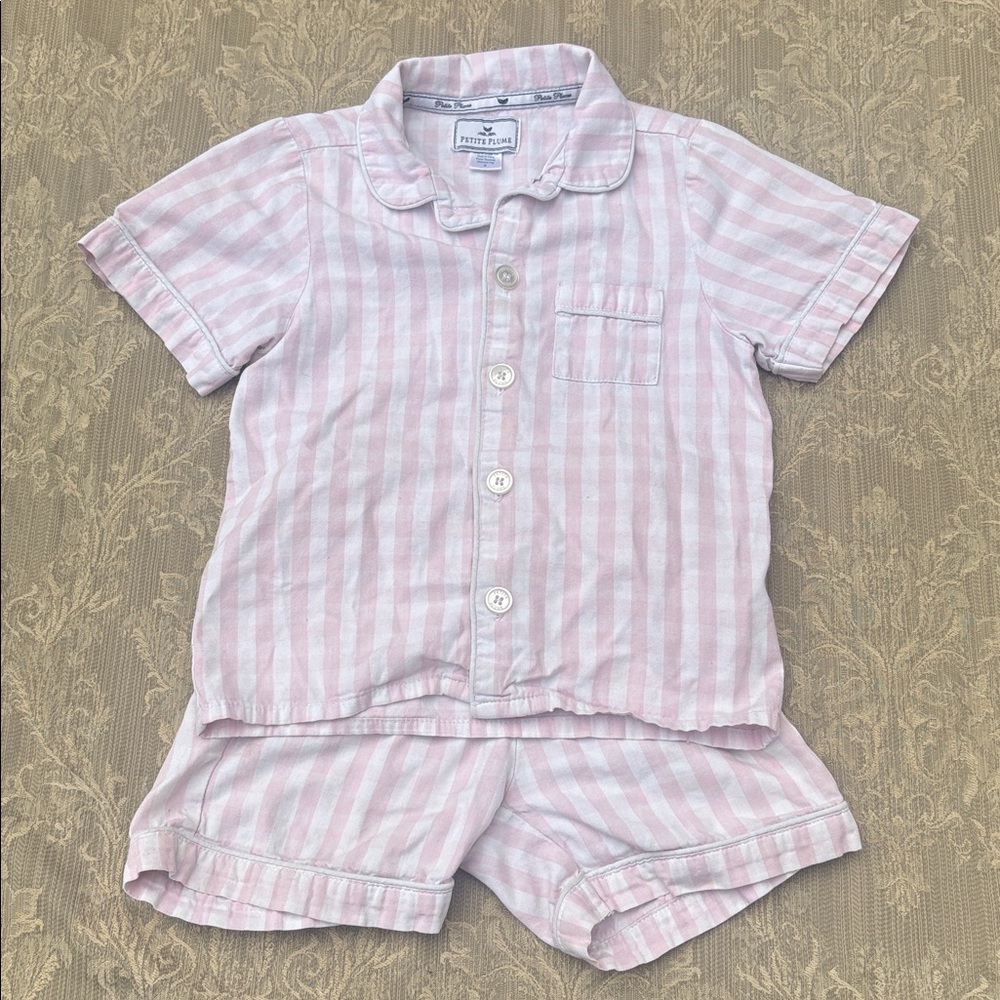 Petite Plume 2-piece gingham short pajamas